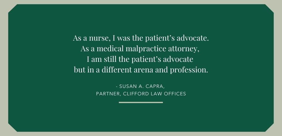 Clifford Law Offices Partner Susan A. Capra: Helping Victims of Medical Negligence