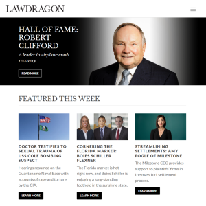 Bob Clifford Featured on Lawdragon Homepage