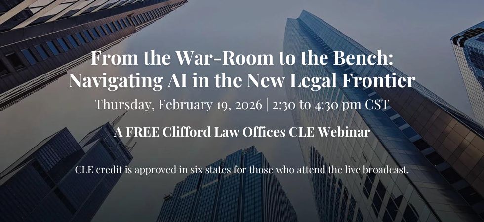 Clifford Law Offices to Offer Two-Hour Free CLE on AI
