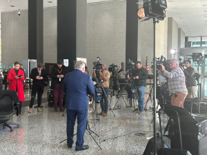 Robert A. Clifford addresses press following Boeing Trial on November 5, 2025.