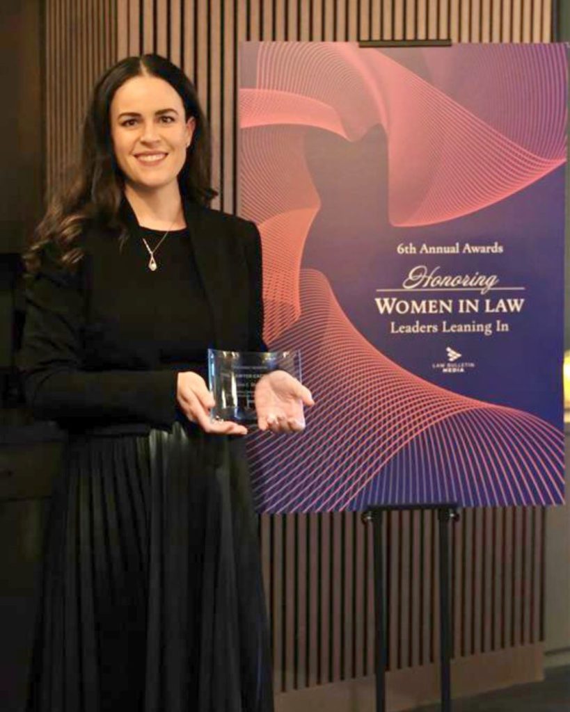 Tracy Brammeier with her Women In Law award