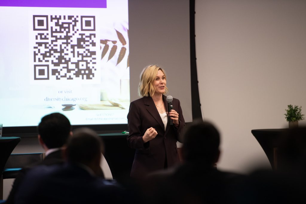Erin Clifford speaking at the Diversity Scholarship Foundation