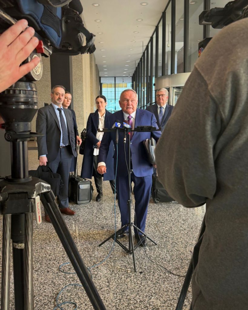 Robert Clifford and his litigation team addressed the press following day one of the Boeing damages trial.