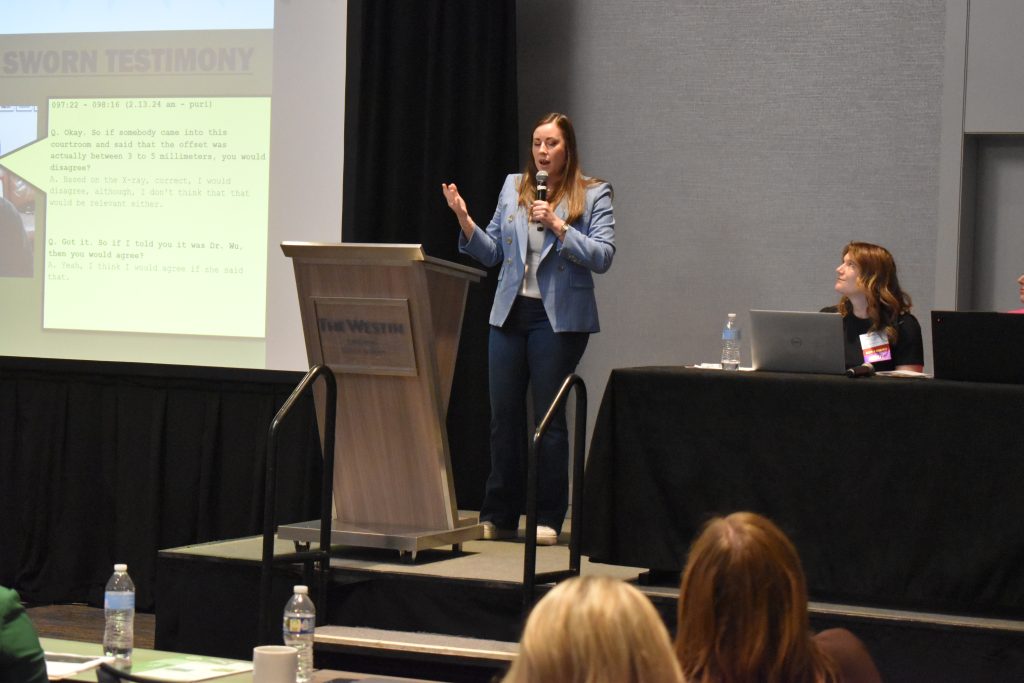Sarah King speaking at ITLA trial tips seminar on May 8